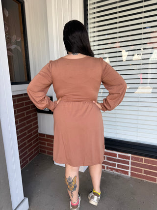 Misses Criss Cross Long Sleeve Mini Dress