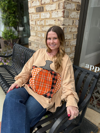 Misses Plaid Pumpkin Sweatshirt