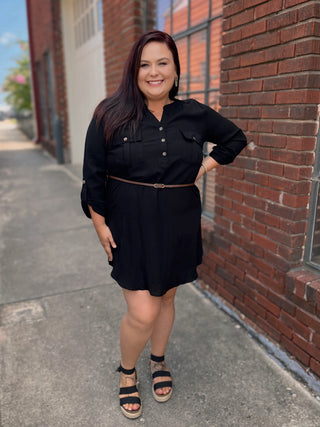 Curvy Belted Little Black Dress