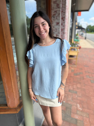 Misses Ruffle Me Not Top in Two Colors