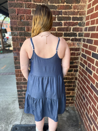 Misses Tiered Spaghetti Strap Mini Dress