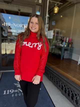 Misses Merry Sequin Sweater