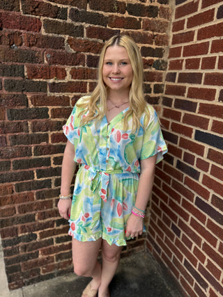 Misses Bold Bloom Romper in Two Colors