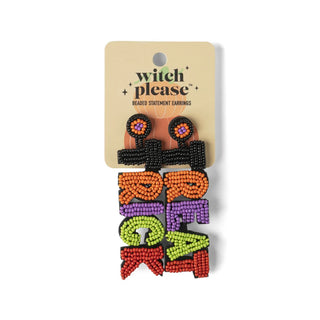 Halloween Witch Please Beaded Statement Earrings