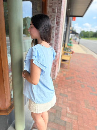 Misses Ruffle Me Not Top in Two Colors