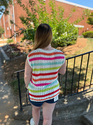 Misses Stripes Short Sleeve Knit Top