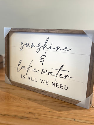 Sunshine & Lake Water 16 x 10 sign