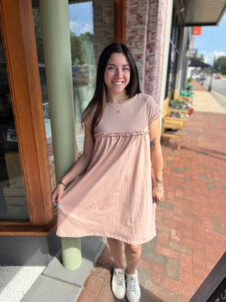 Misses Driftwood Linen Babydoll Dress