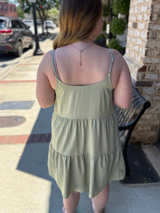 Misses Tiered Spaghetti Strap Mini Dress