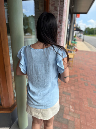 Misses Ruffle Me Not Top in Two Colors