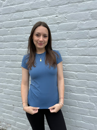 Misses Dusty Skies Short Sleeve Top