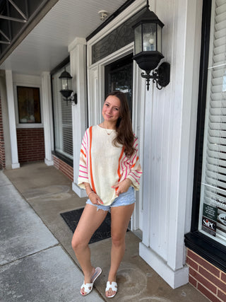 Misses Striped Knit Sweater
