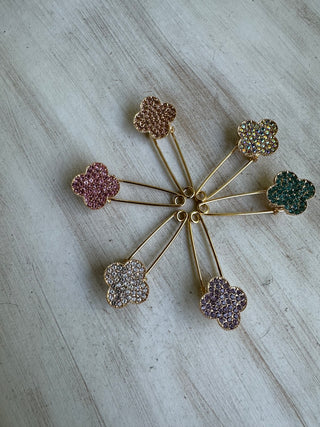Clover Jeweled Brooch in Several Colors