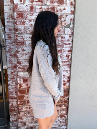 Misses Textured 2PC Set in Gray