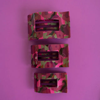 Teleties Medium Flat Rectangle Hair Clip | Garden Glam