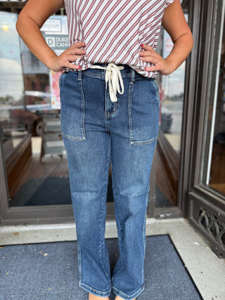The Brittany Judy Blue High Waist Drawstring Jean in Misses & Curvy