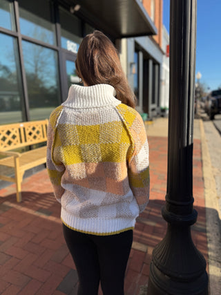 Misses Turtle Neck Color Block Sweater