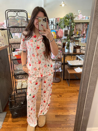 Misses Candy Cane Christmas PJ's-Pink