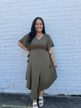 Misses Whispering Pines Midi Dress