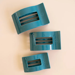 Teleties Medium Flat Rectangle Hair Clip | Teal With It
