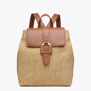 Large Buckle Flapover Backpack | Brown