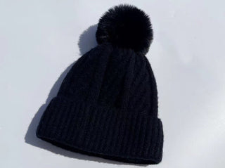 Fuzzy Pom Beanie Hat