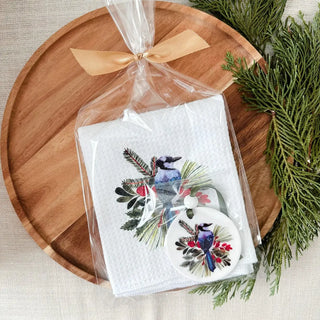 Christmas Gift Set | Christmas Blue Jay | Towel & Ornament