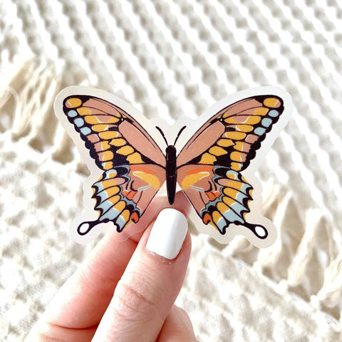 Elyse Breanne Design Waterproof Sticker | Clear Pink Swallowtail