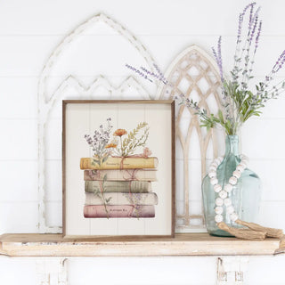 Spring Floral with Books 8x10 Sign