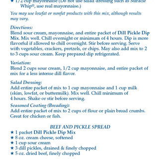 Dill Pickle Dip Mix