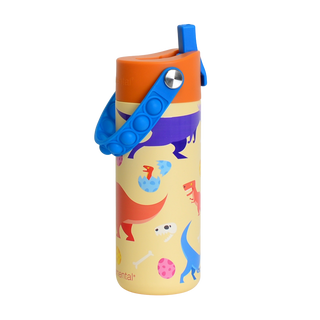 Fidget Handle Kids Stainless Bottle 18oz Dino Rage