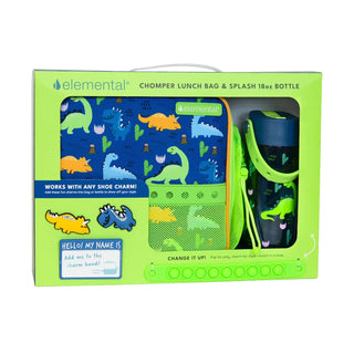 Kids Insulated Lunch Bag and Bottle with Charms Dinosaur