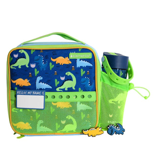 Kids Insulated Lunch Bag and Bottle with Charms Dinosaur