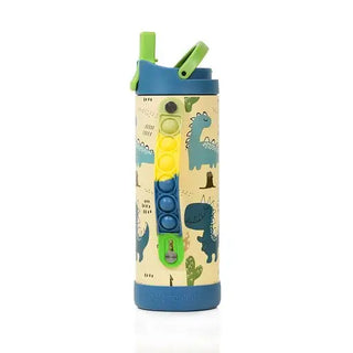 Fidget Strap Kids Stainless Bottle 14oz Dinosaur