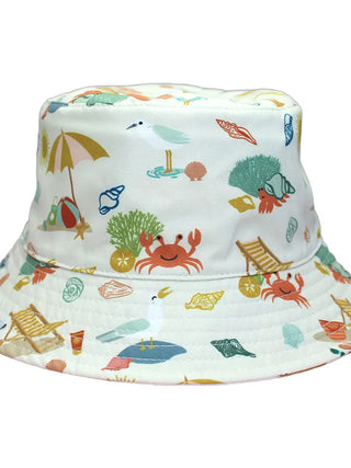 Reversible Bucket Hat | Beach Day & Coral Stripes