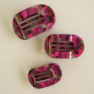Teleties Medium Flat Round Hair Clip | Garden Glam
