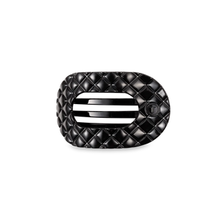 Teleties Quilted Medium Flat Round Hair  Clip | Jet Black