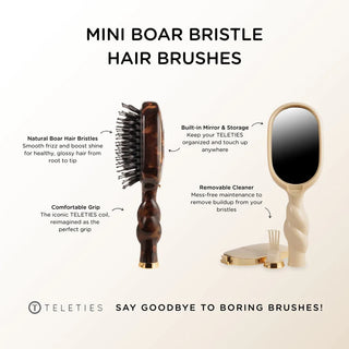 Teleties Mini Boar Bristle Hair Brush | Tortoise