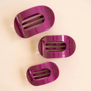 Teleties Medium Flat Round Hair Clip | Mulberry
