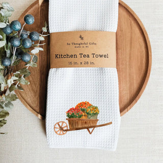 Fall Dish Towel | Fall Mum Wagon