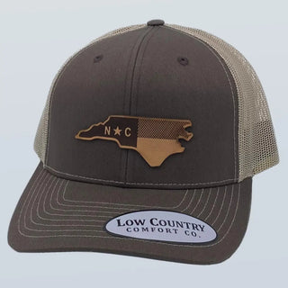 North Carolina Flag Light Leather Patch Hat