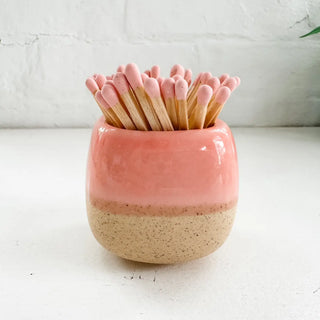Ceramic Match Holders with Matches | Pink