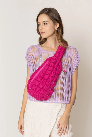 Brielle Quilted Puffer Sling Bag in Many Colors