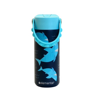 Fidget Handle Kids Stainless Bottle 18oz Sharks Ahoy