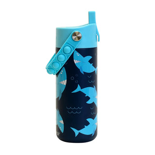 Fidget Handle Kids Stainless Bottle 18oz Sharks Ahoy