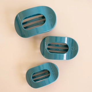 Teleties Small Flat Round Hair Clip | Teal With It