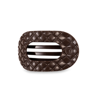 Teleties Quilted Small Flat Round Hair  Clip | Truly Taupe