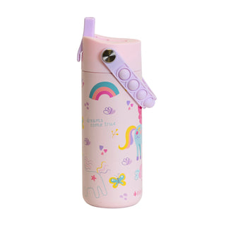 Fidget Handle Kids Stainless Bottle 18oz Unicorn Rainbow
