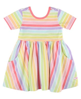 RuffleButts S/S Twirl Dress | Rainbow Parade