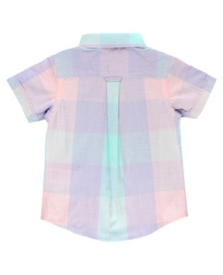 RuggedButts Cotton Candy Plaid S/S Button Down Shirt